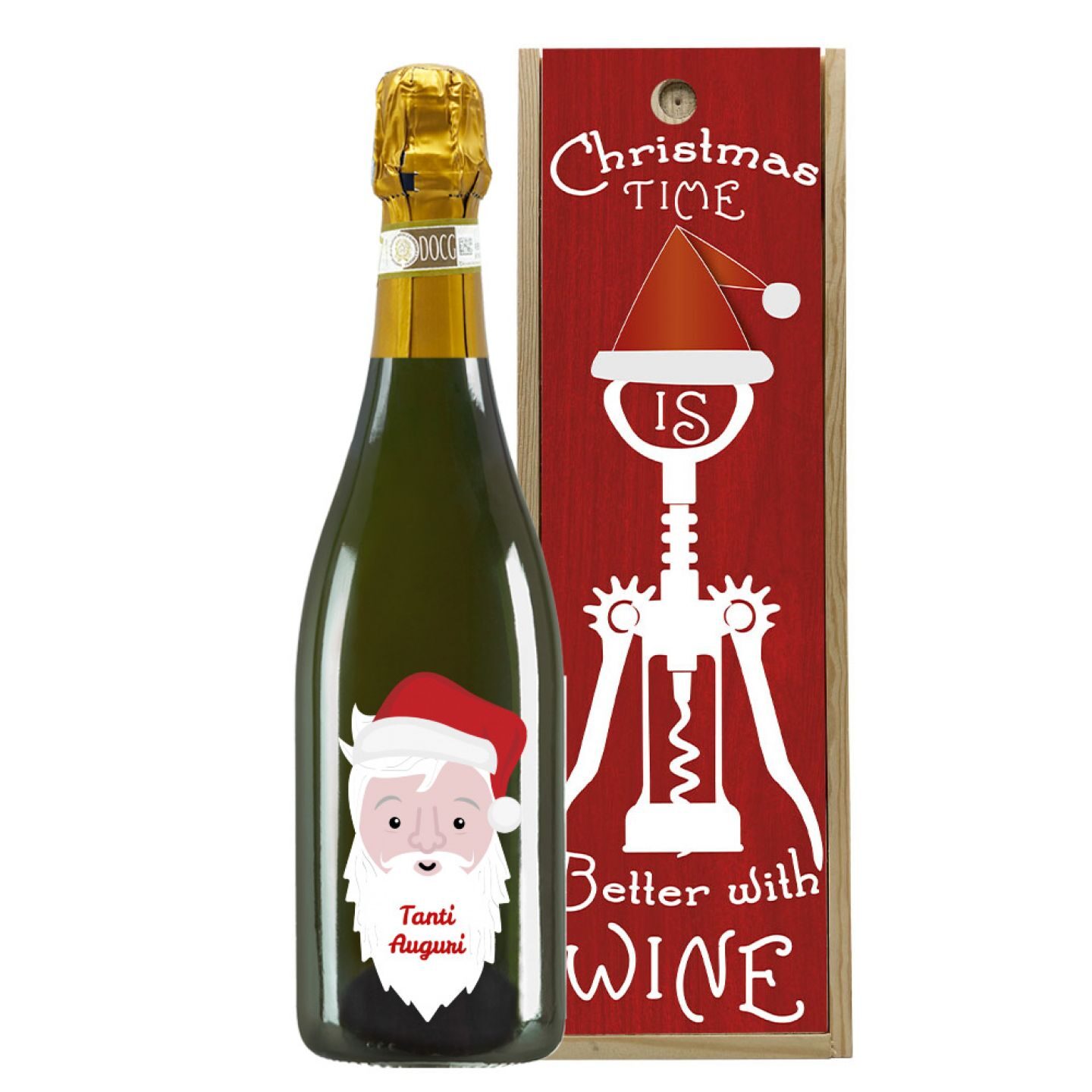 Spumante Dolce - Bottle for Christmas greetings with wooden box - Image 3