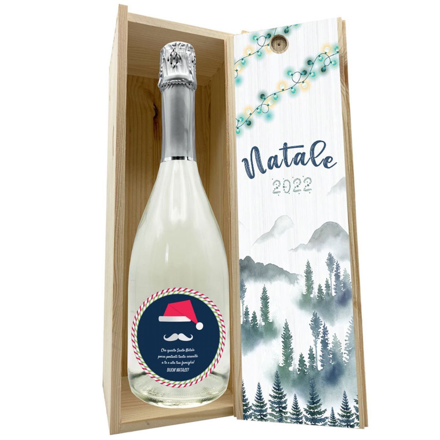 CUSTOMIZED NON-ALCOHOLIC SPARKLING WINE - Gift idea for Christmas - with wooden box - Image 5