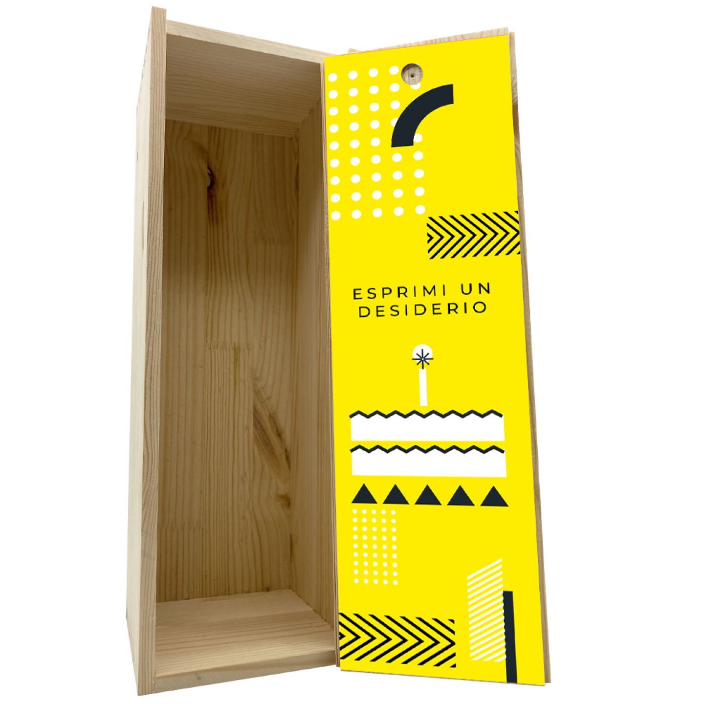 Scatola in legno 1 bottiglia 0,75 L - esprimi un desiderio - 1