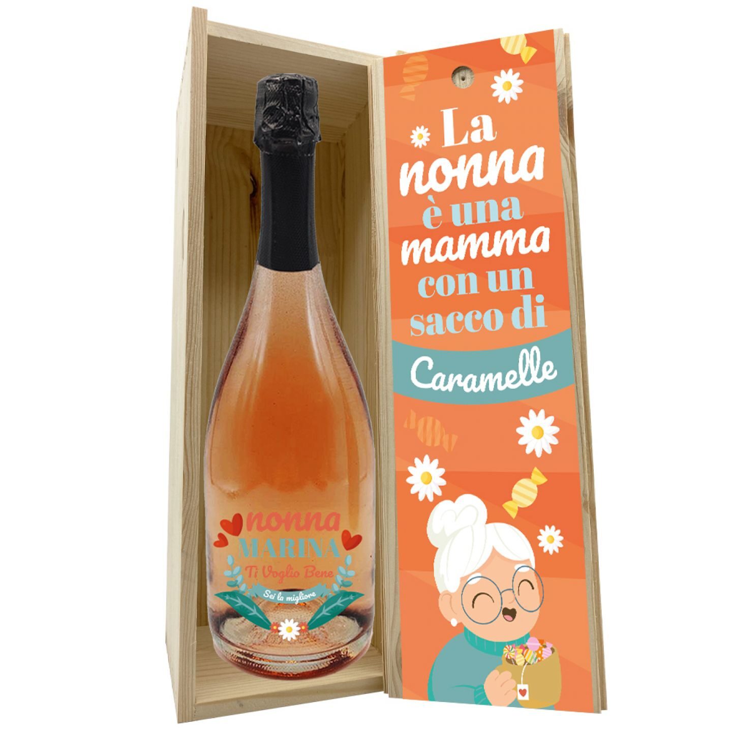 Personalised Prosecco Rosé with wooden box - gift idea for grandparents' day - Image 5