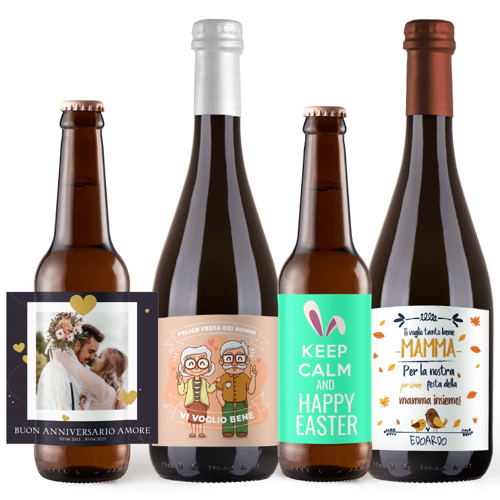 Bottiglie birra weizen con etichette personalizate